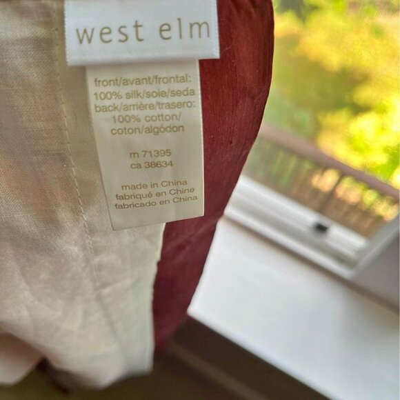 4 Panels 48W x 84L Red West Elm SILK Drapes. LIGHT FILTERING - Picture 6 of 6